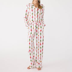 Long-Sleeved Button-Down Pajama Top
